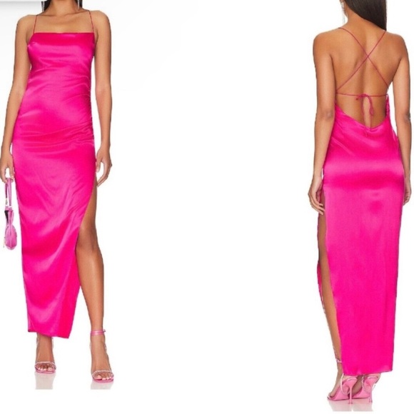 NWT Retrofête SER.O.YA Celino Silk Maxi Dress in Fuchsia Size Small - Picture 3 of 8